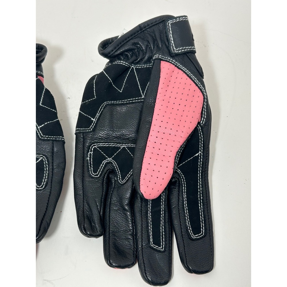 BILT Womens Motorcycle‎ Gloves Pink Black Leather Hard Knuckle Size Small - Picture 6 of 9